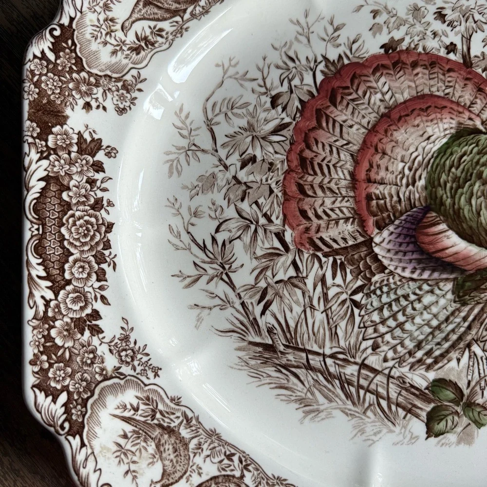 Johnson Bros. Wild Turkey Native American Windsor Ware Turkey Platter 17x14 - Picture 11 of 11